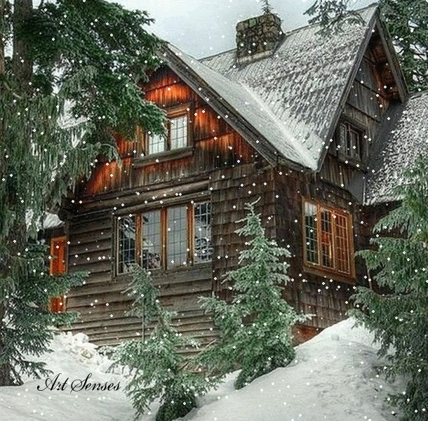 gif домики в лесу зимой фото