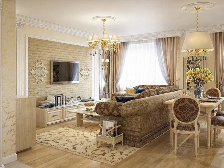гостиная в стиле современная классика фото