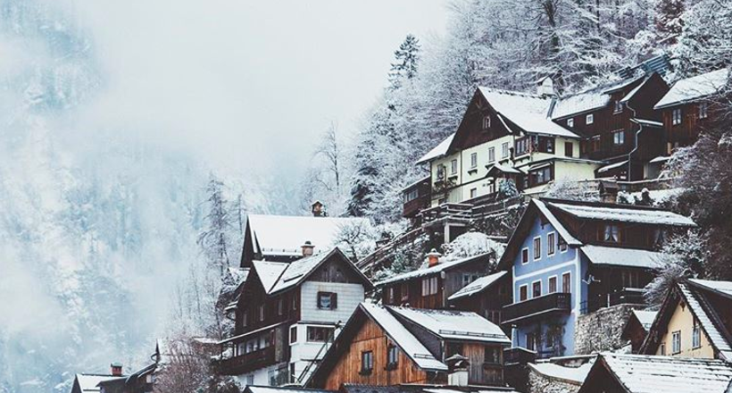 hallstatt austria зима фото