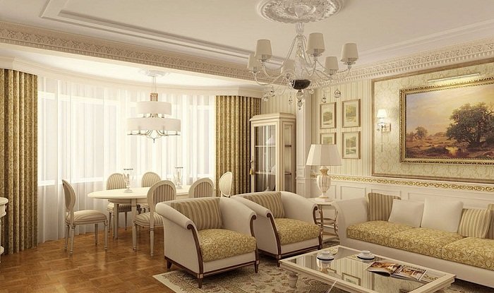 интерьер гостиной в классическом стиле фото