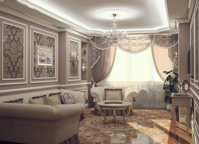 интерьер гостиной в квартире классический стиль фото