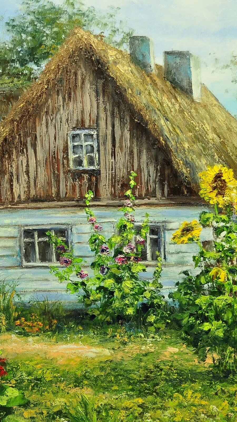 картина домик в деревне фото