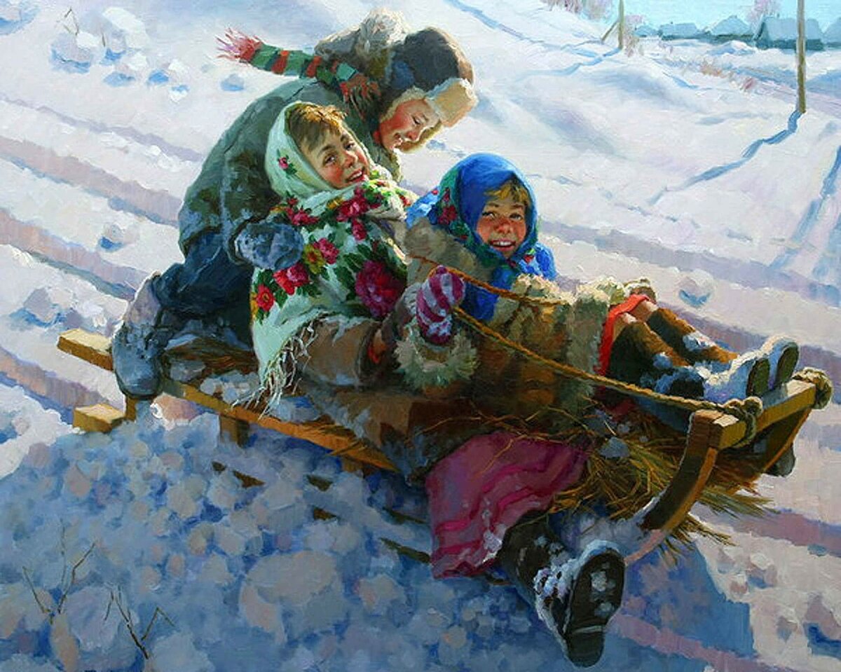 картина катание на санках фото