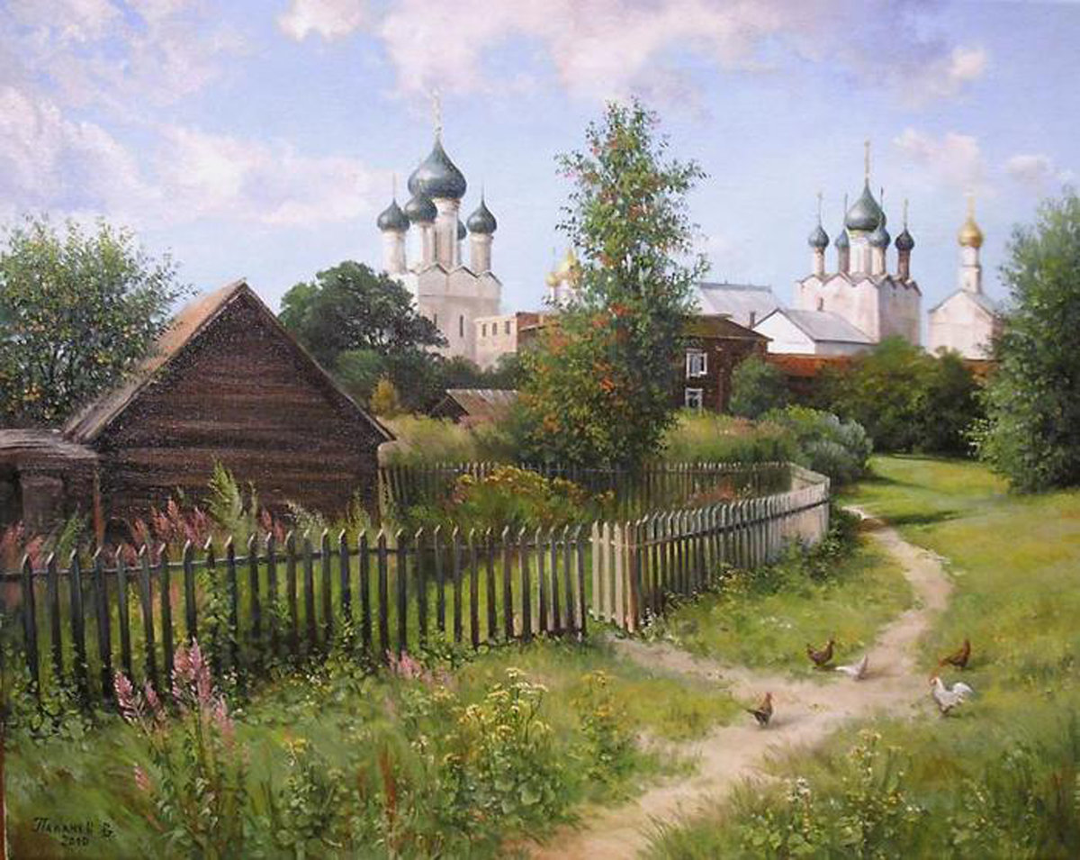 картина церковь в деревне фото