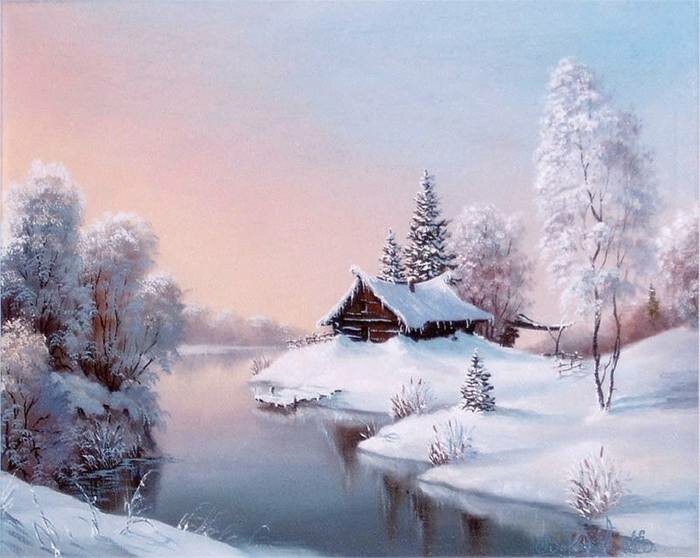 картина зимнее утро фото