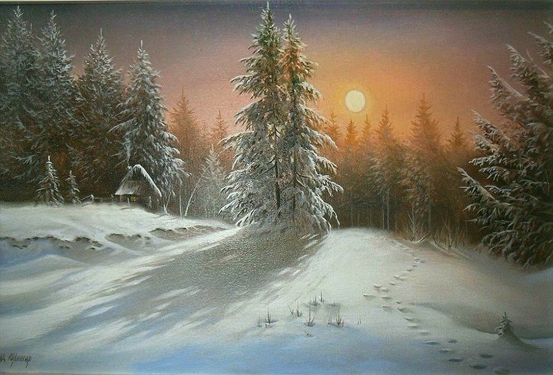 картина зимний пейзаж фото