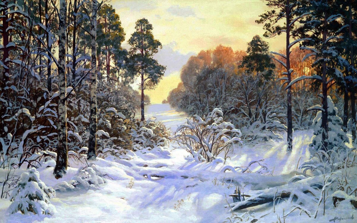 картина зимний пейзаж фото