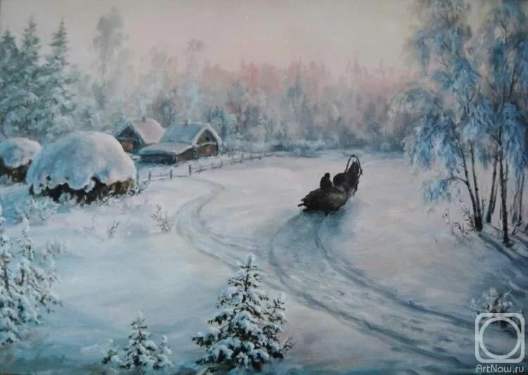 картина зимой на санях фото