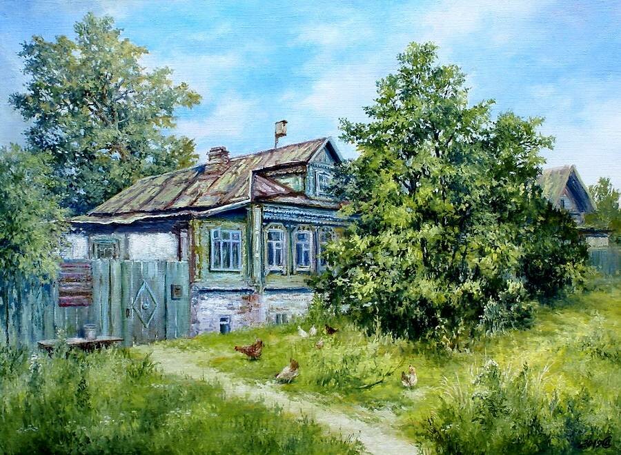 картины маслом деревня летом фото