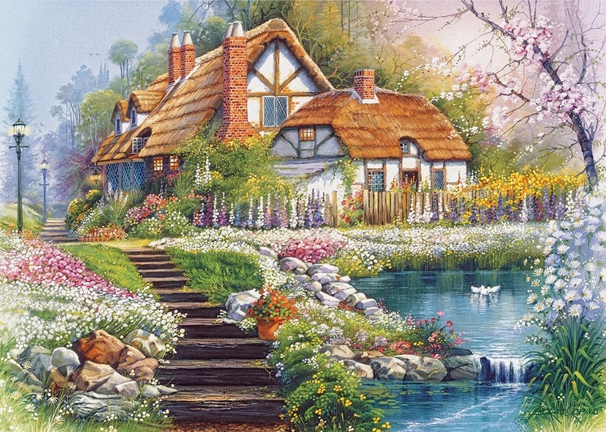 картины по номерам домики фото