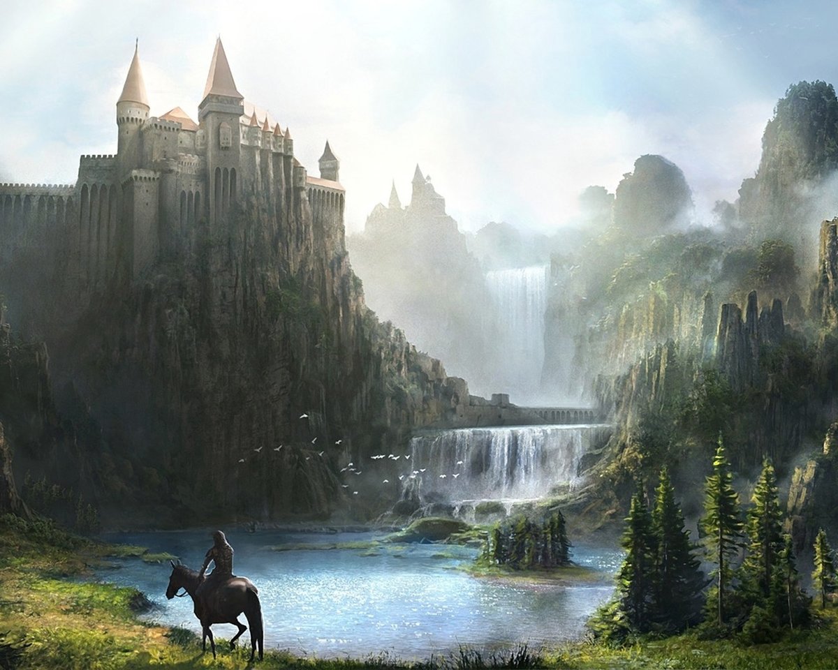 картины с замками и водопадами фото