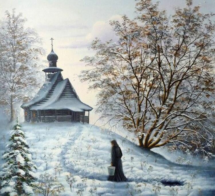 картины церковь зимой фото