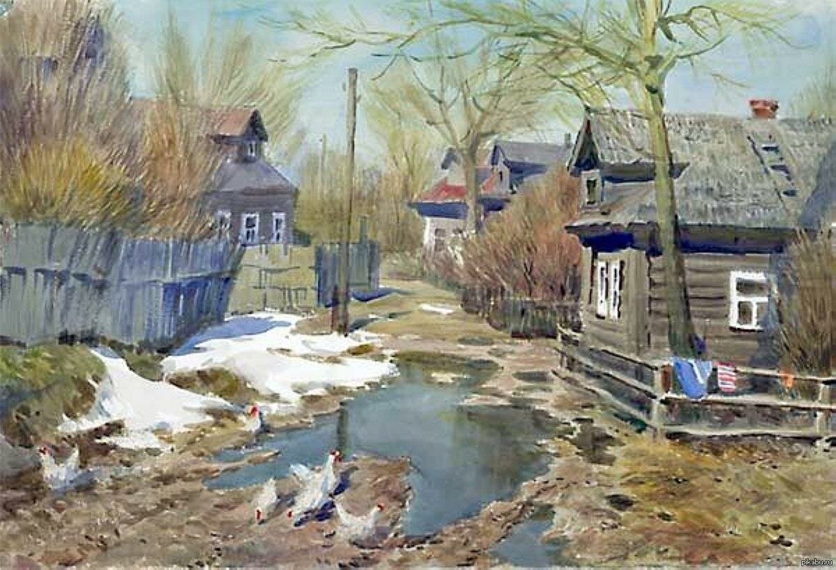 картины весна в деревне фото