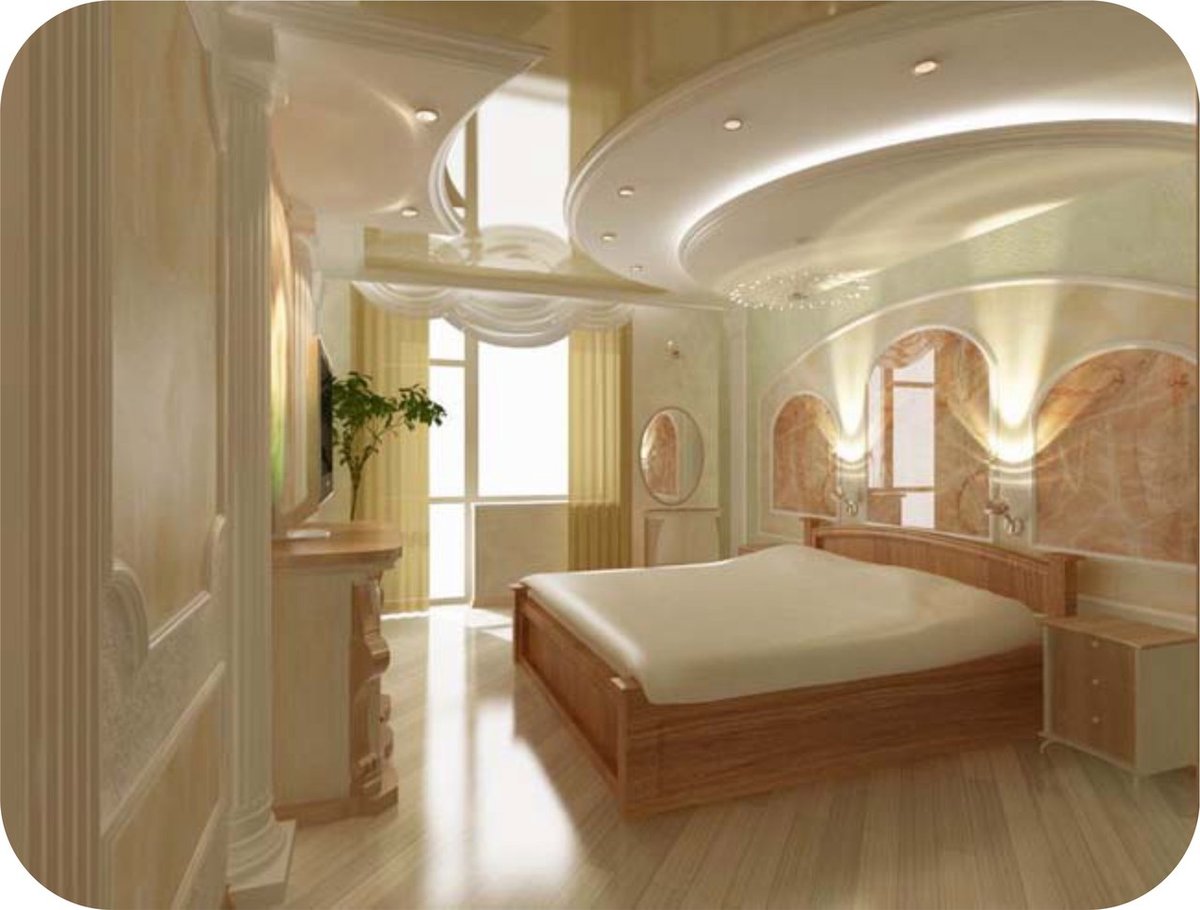 красивые потолки из гипсокартона фото для спальни фото