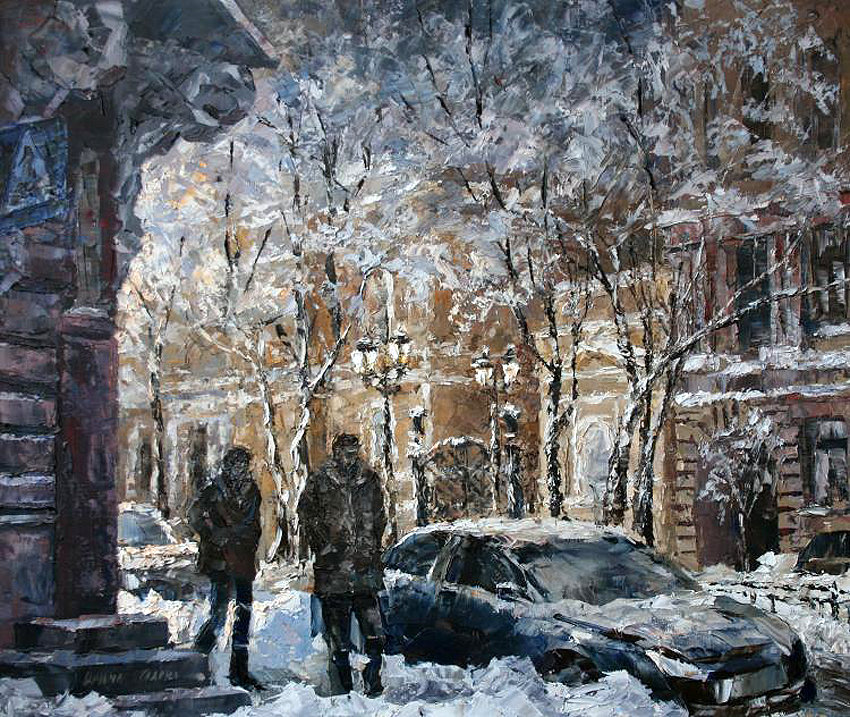кустанович зима картины двор фото