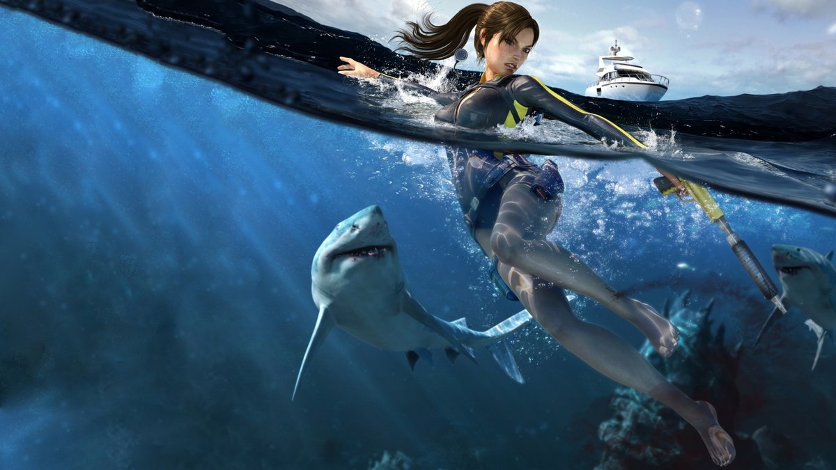 lara croft underwater под водой фото