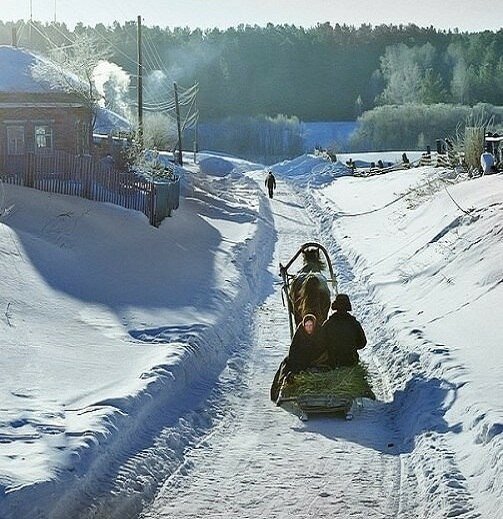 люди в деревне фото зима фото