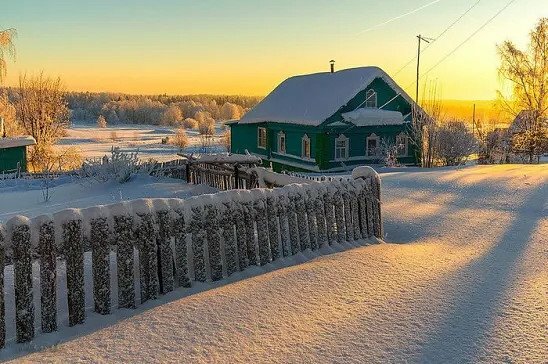морозное утро в деревне фото