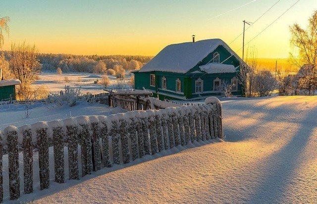 морозное утро в деревне фото