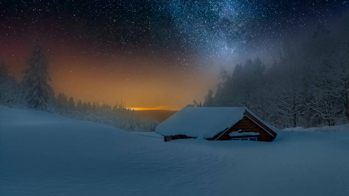 ночь зима фото