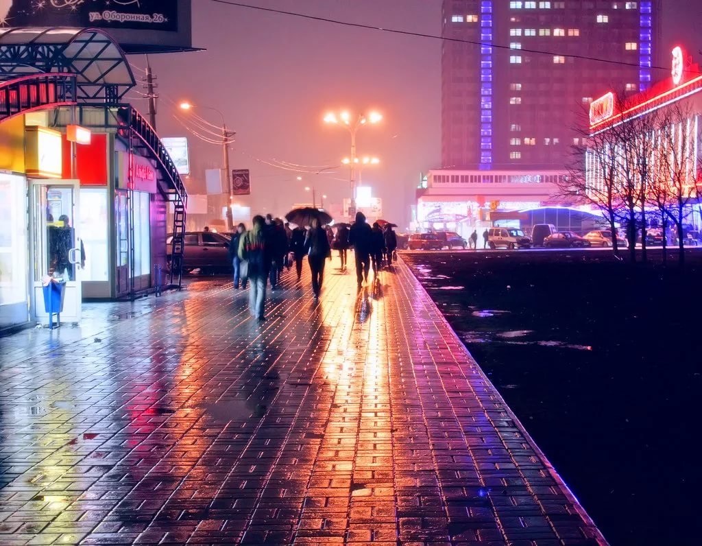 ночной город после дождя фото