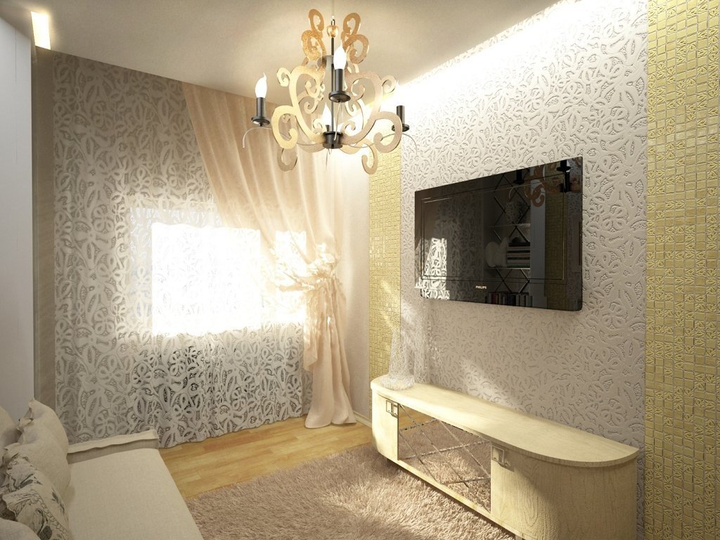 обои в зал хрущевка комбинированные фото