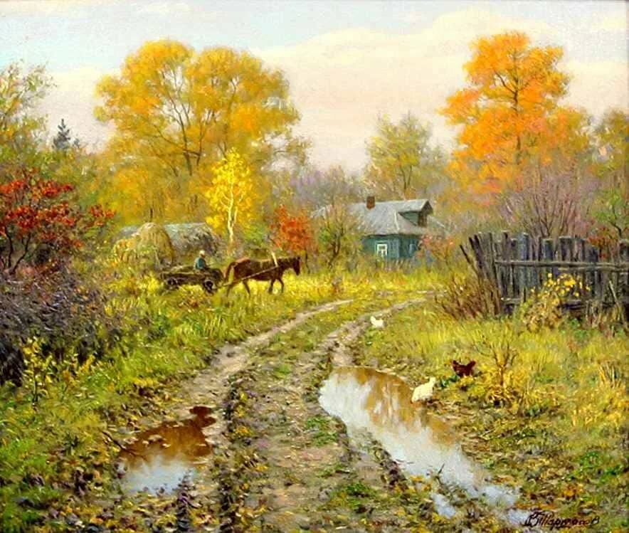 осень в деревне картины фото