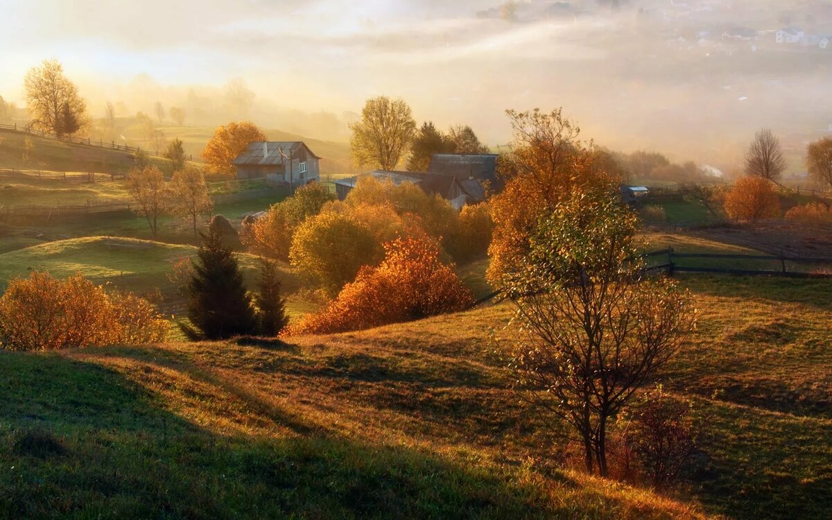 осенний пейзаж в деревне фото