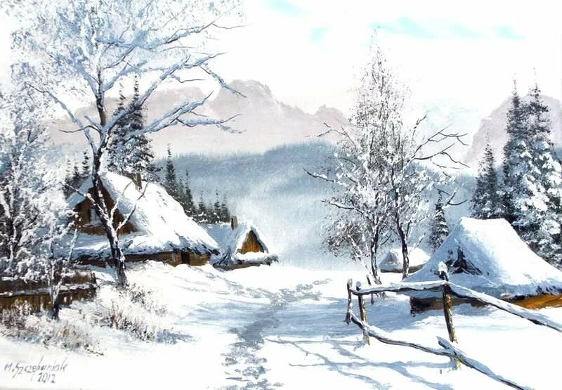 польский художник marek szczepaniak.зимние пейзажи фото