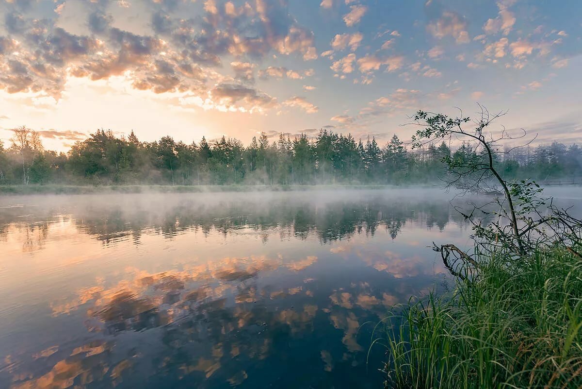 рассвет на озере фото