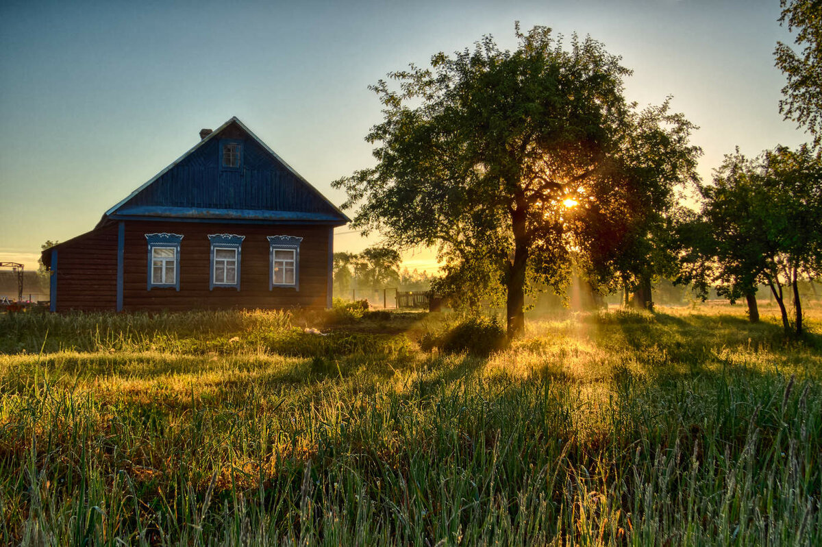 рассвет в деревне фото