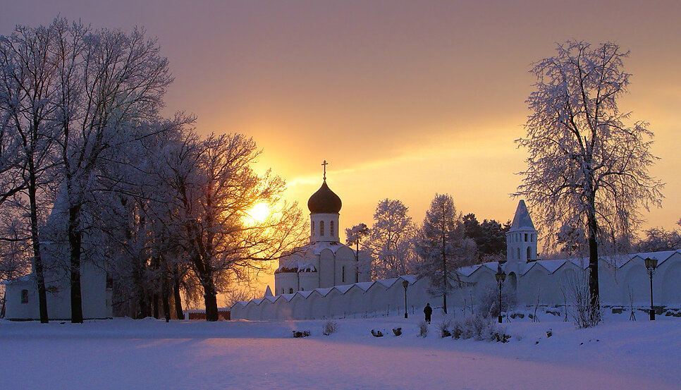 россия пейзаж зима с храмом фото