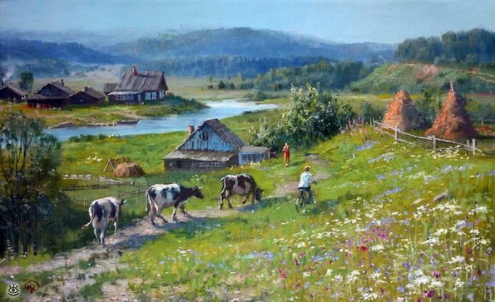 русская деревня в живописи фото
