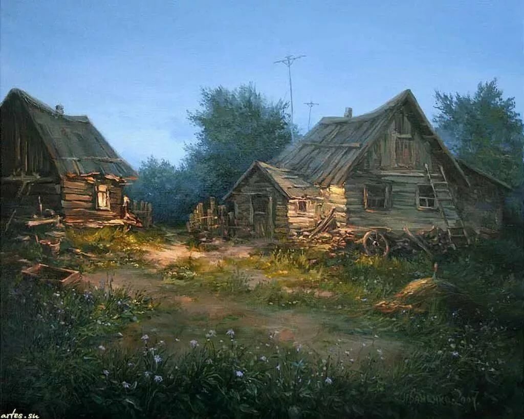 русская избушка картина фото