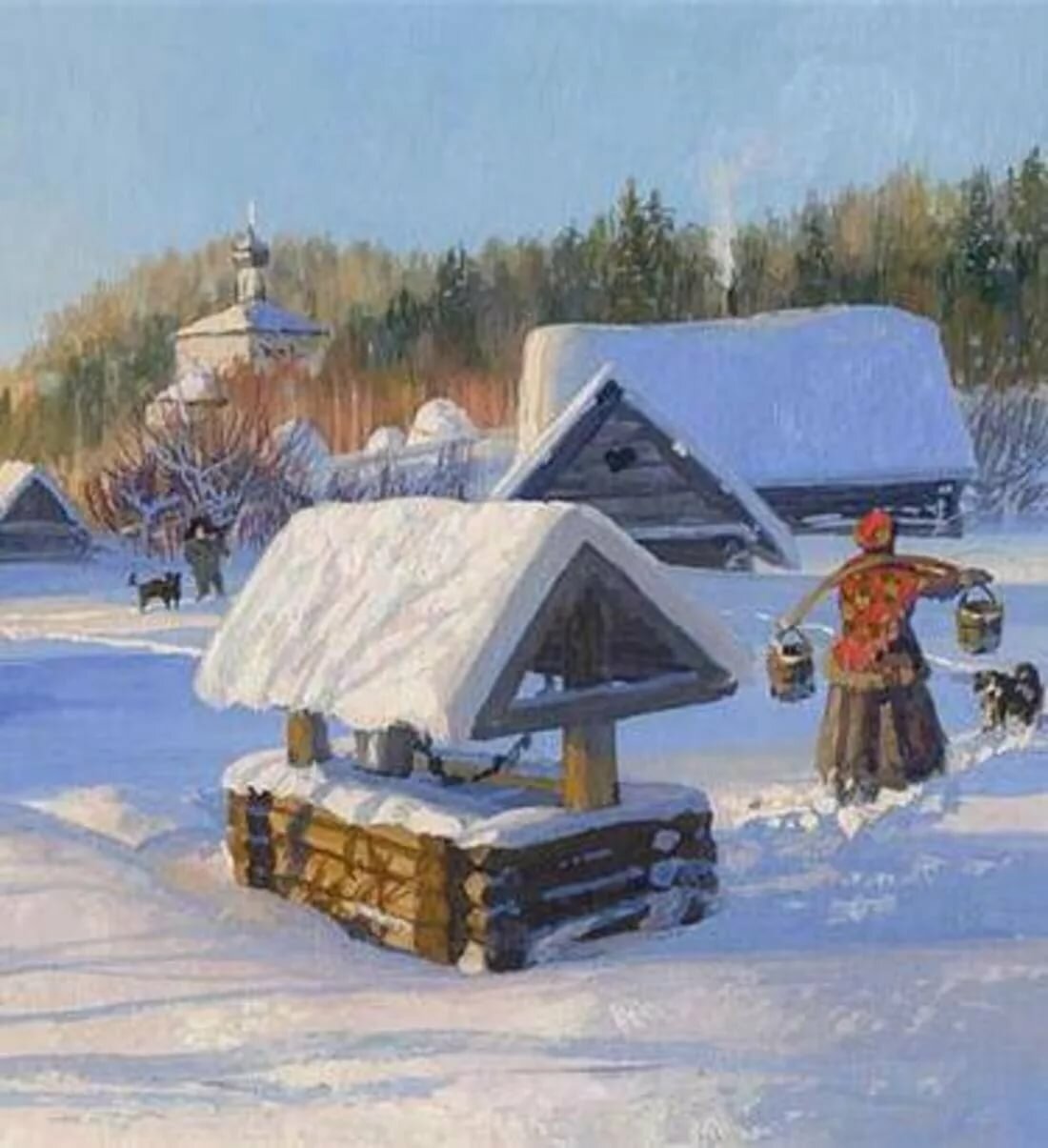 русская зима в деревне картинки фото