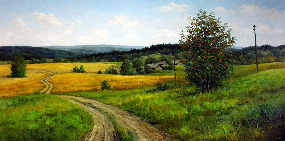 сельская дорога живопись фото