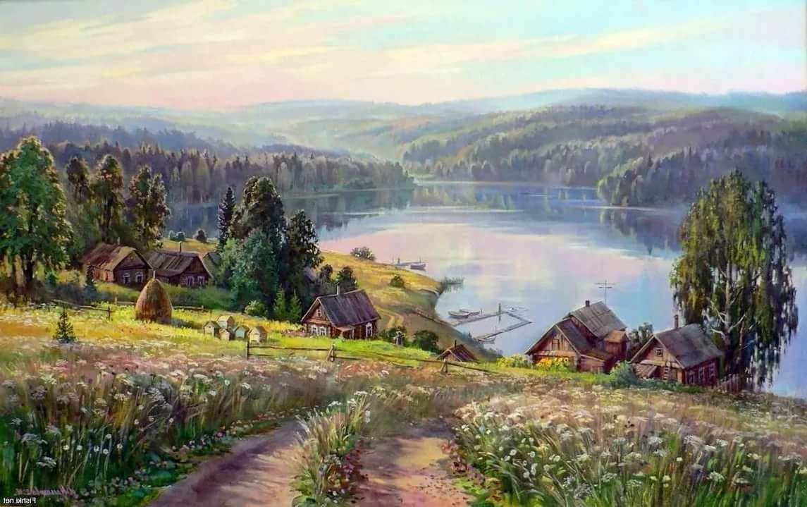 сельский пейзаж в картинах художников фото