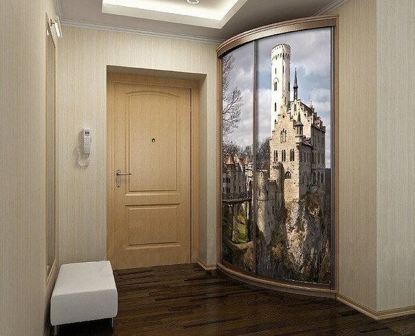 шкафы с фотопечатью в интерьере коридора фото