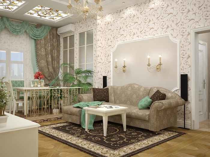 светлые обои в гостиную фото интерьера фото