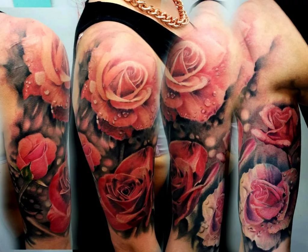 tattoo designs sleeve roses фото