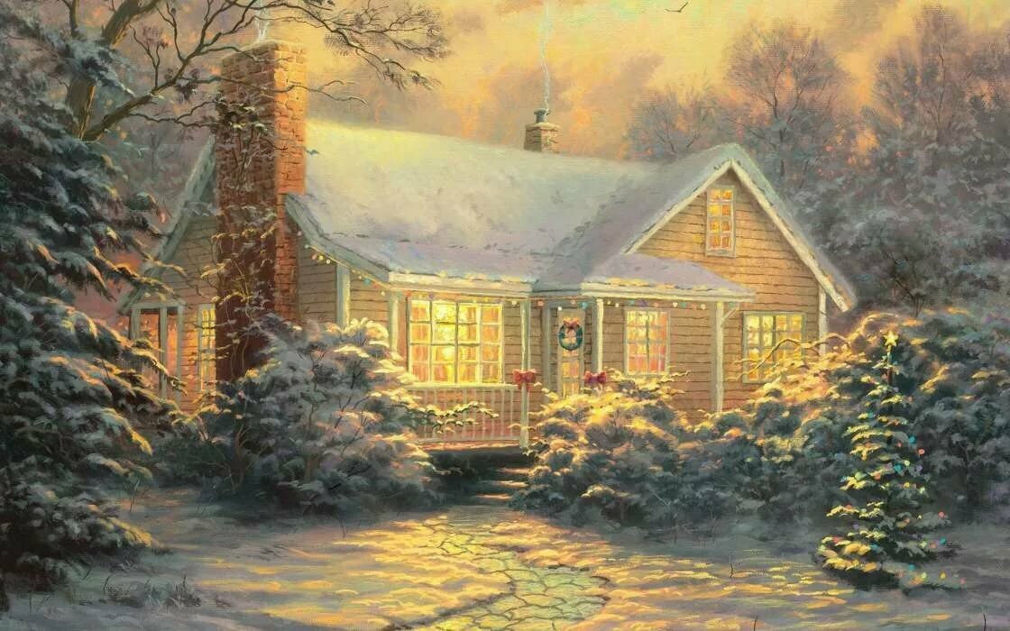 thomas kinkade рождественские домики фото