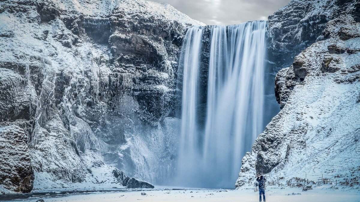 водопады исландии зима фото