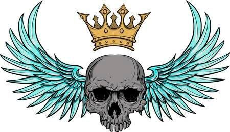 winged skull with crown фото