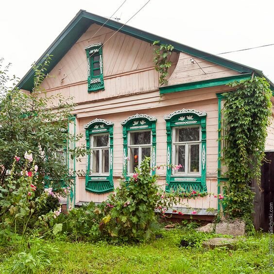 зеленый деревенский дом фото