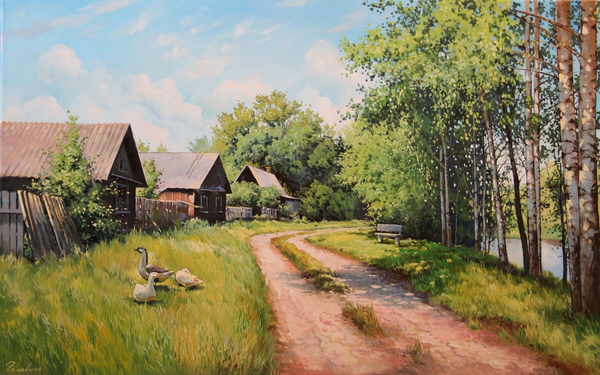 живопись маслом сельские пейзажи фото