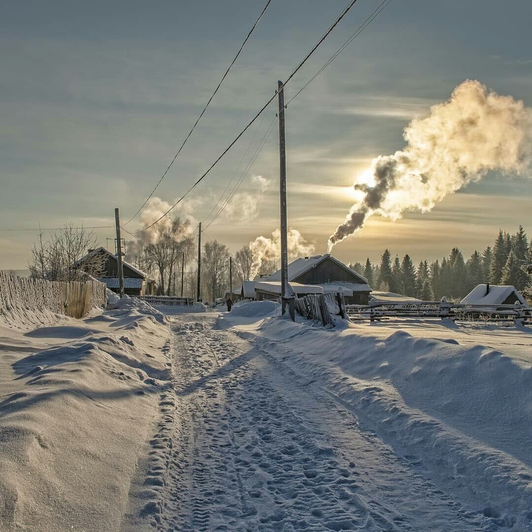 зима мороз деревня фото