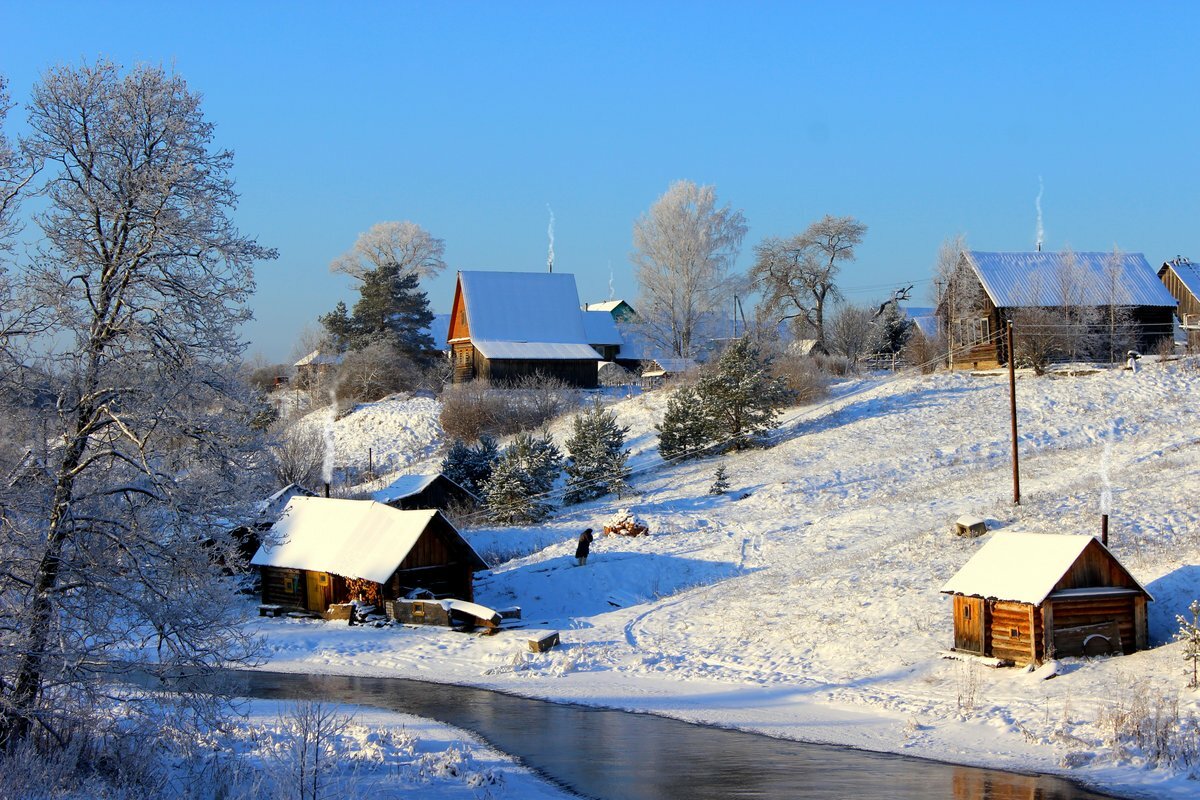 зима в белорусской деревне фото