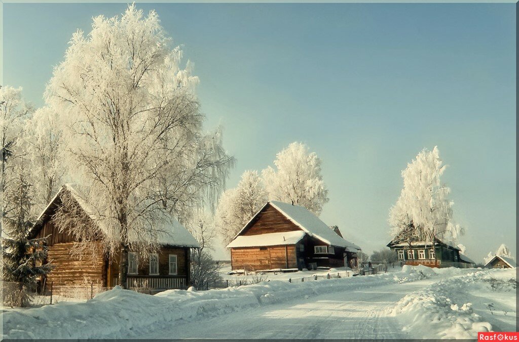 зима в деревне фото
