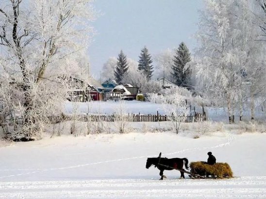зима в деревне фото