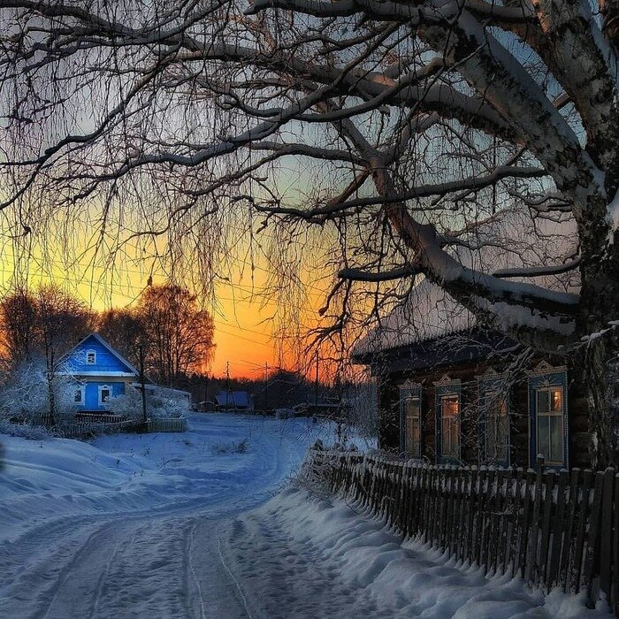 зима в деревне фото